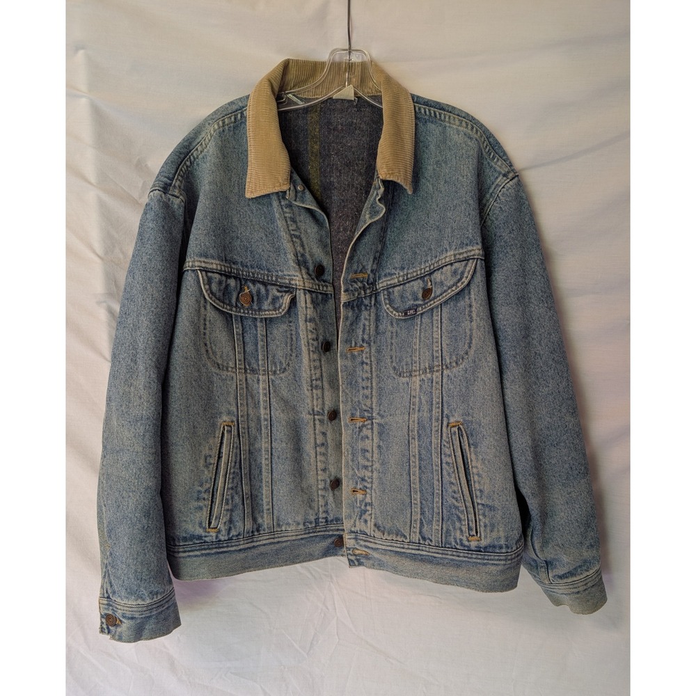 Vintage Lee Denim Jacket XL Blanket Lined Corduroy Collar Western Ranch Workwear